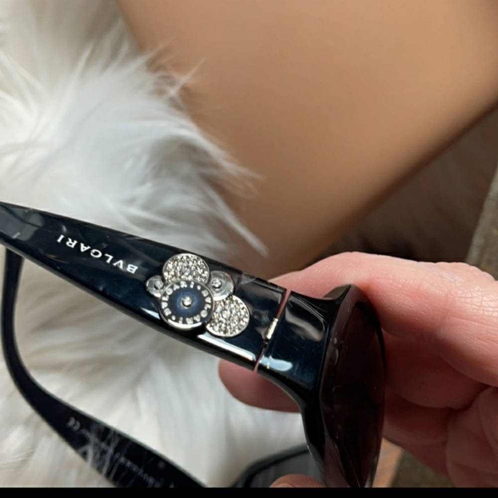 Bvgari Black Marbled Sunglasses with Swarovski - Picture 6 of 6